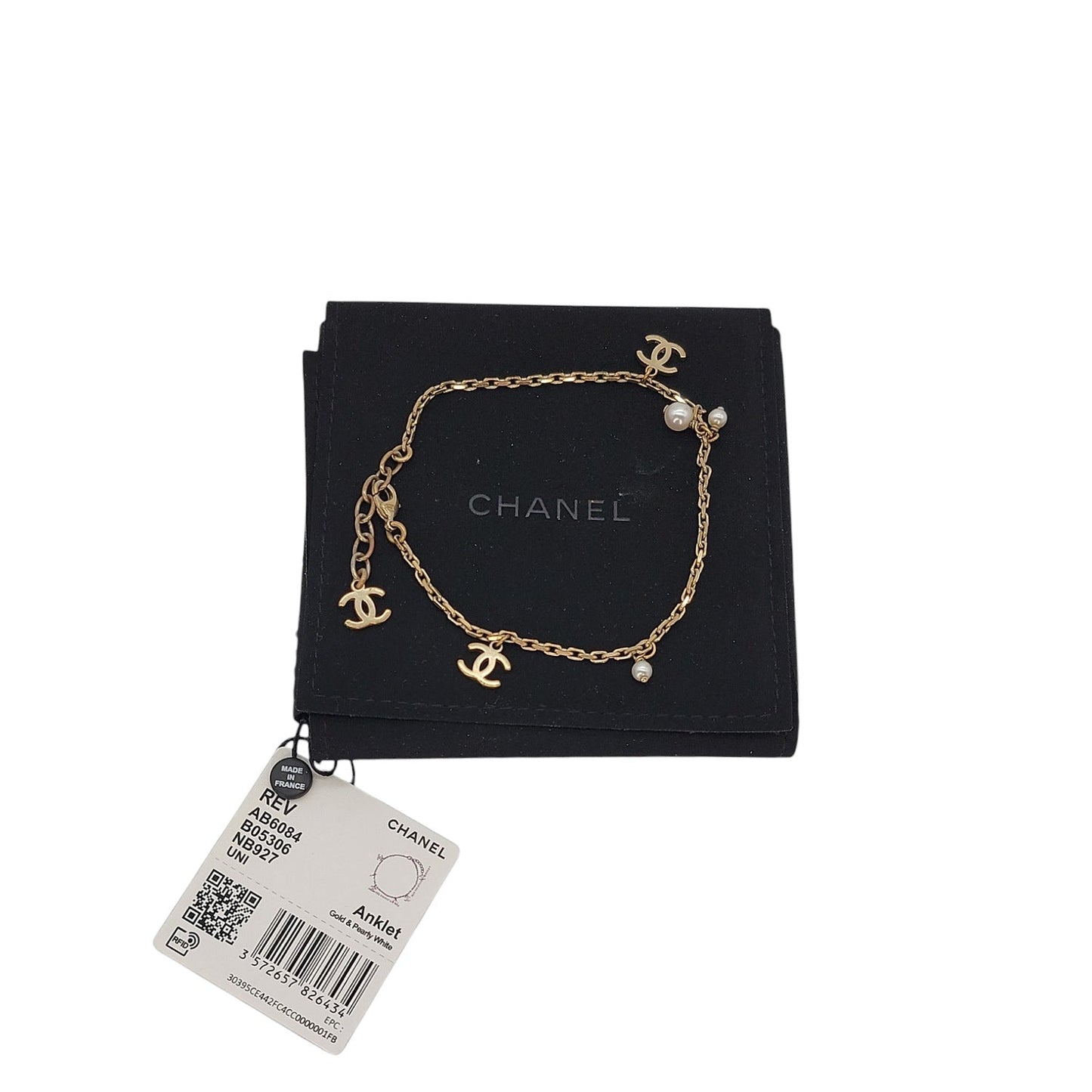 CHANEL CC Faux Pearl Station Bracelet / Anklet