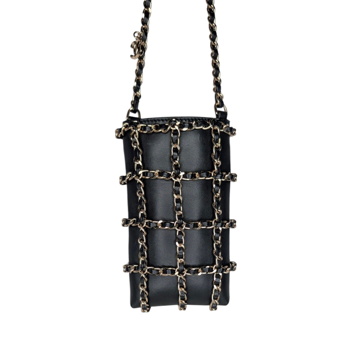 Chanel Black Calfskin Tech Me Out Crossbody Phone Holder