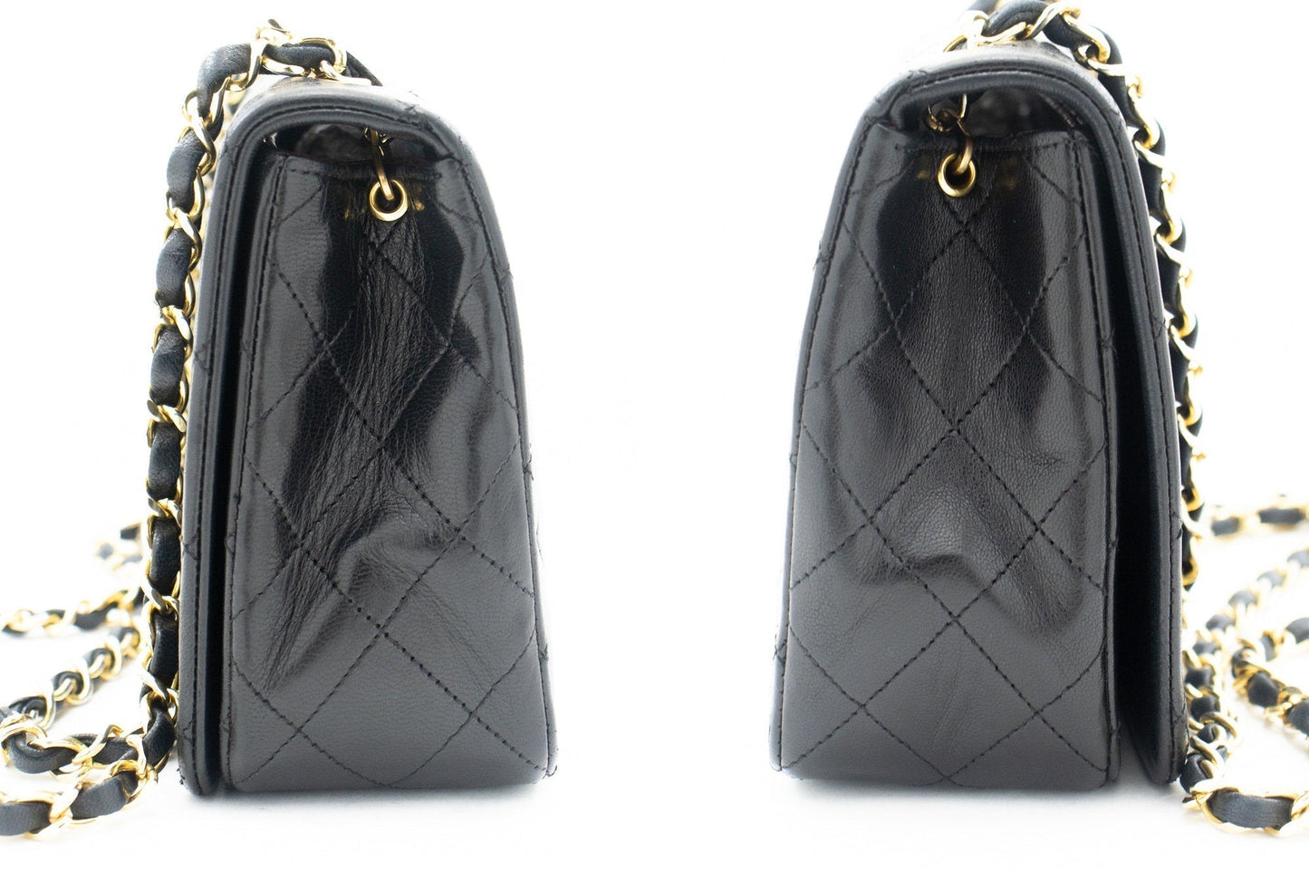 CHANEL Full Flap Chain Shoulder Bag Black Quilted Lambskin Purse j65