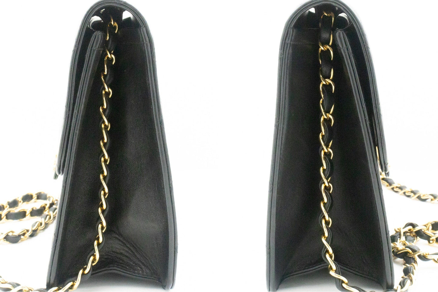 CHANEL Chain Shoulder Bag Clutch Black Quilted Flap Lambskin Purse k11