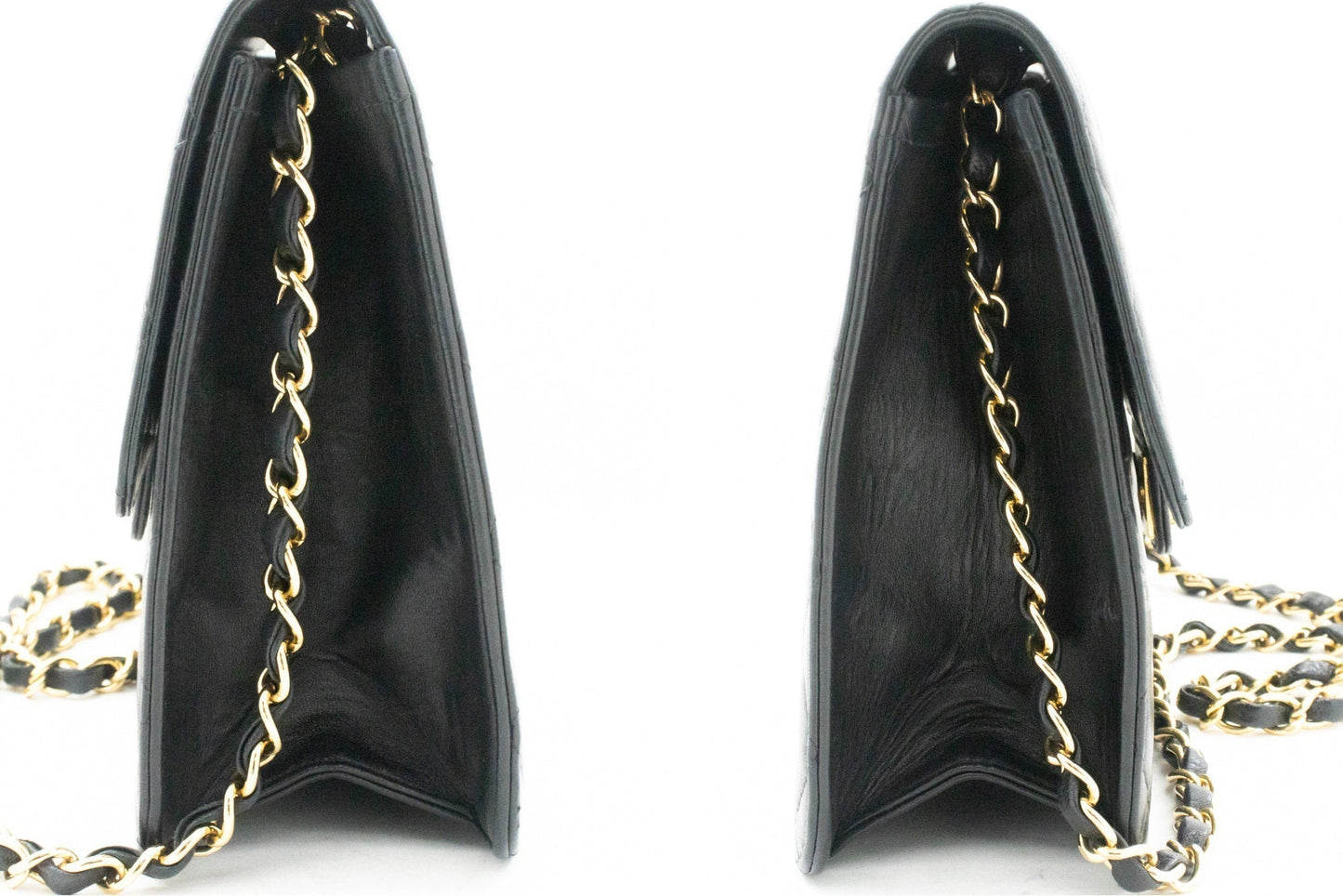 CHANEL Chain Shoulder Bag Clutch Black Quilted Flap Lambskin Purse k05