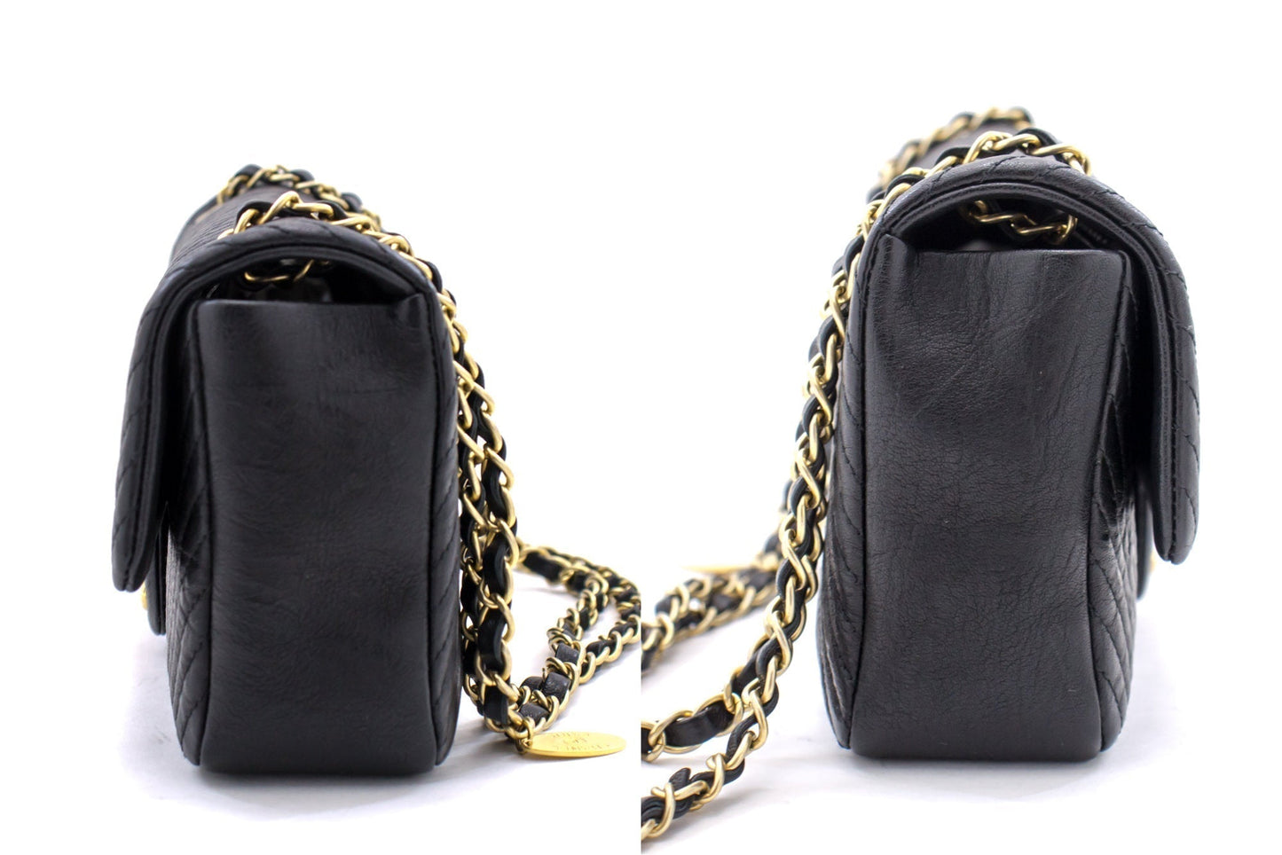 Chanel 2015 Chevron V-Stitch Leather Chain Flap Shoulder Bag i80