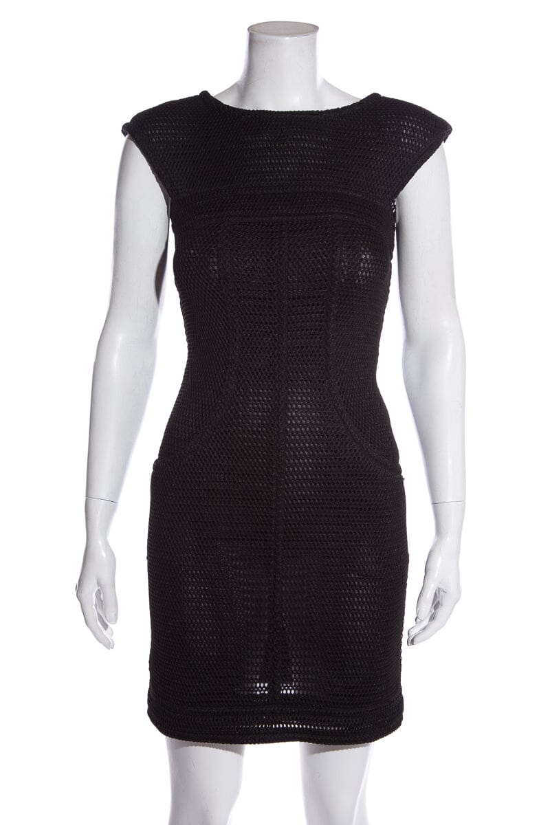 Chanel Black Mesh Perforated Dress SZ 36