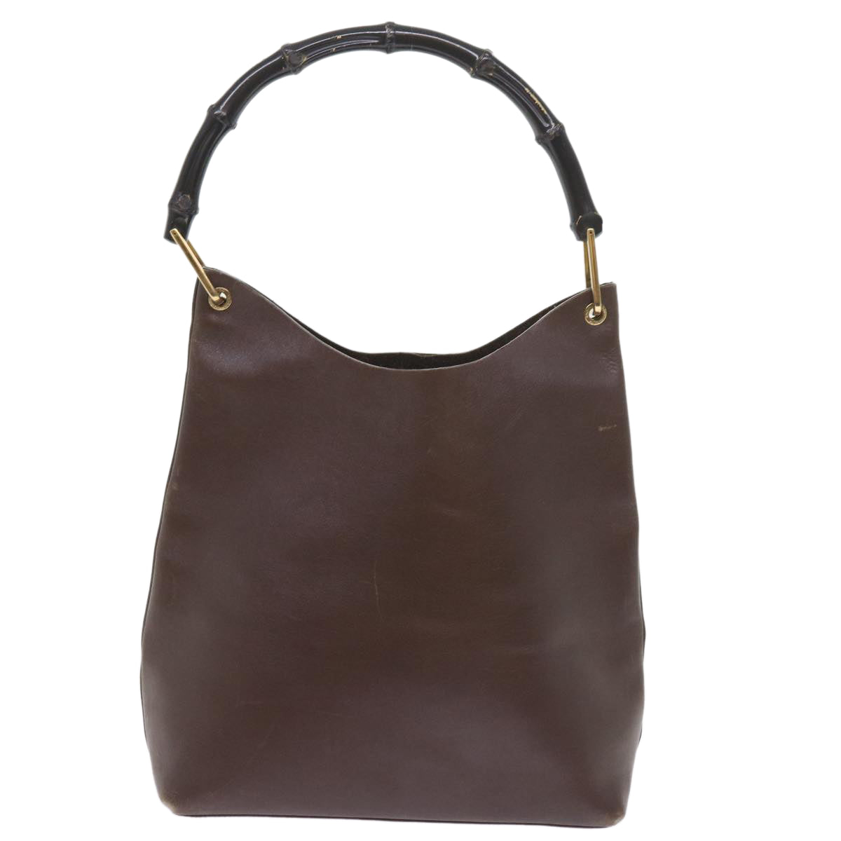 GUCCI Bamboo Shoulder Bag Leather Brown ac2294