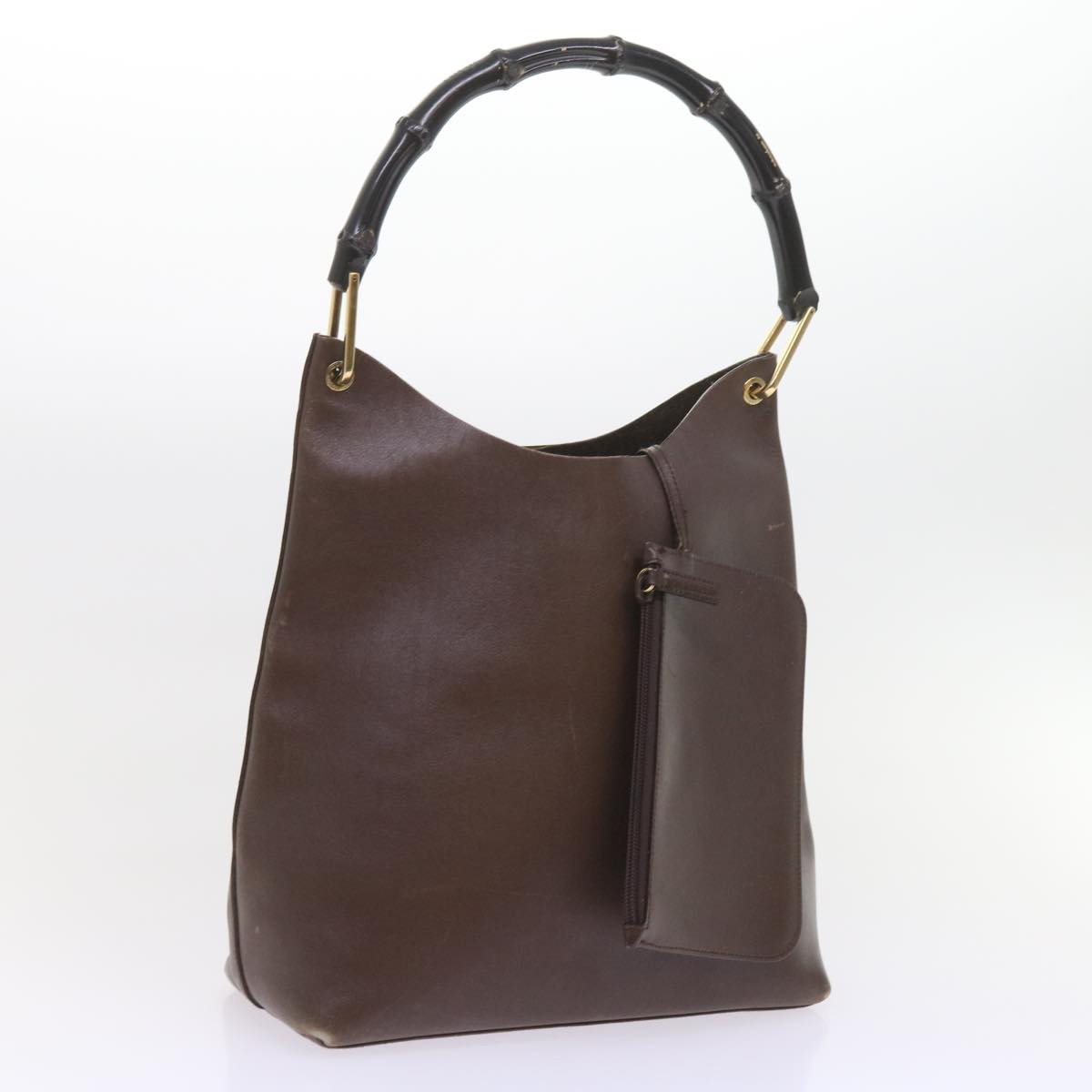 GUCCI Bamboo Shoulder Bag Leather Brown ac2294