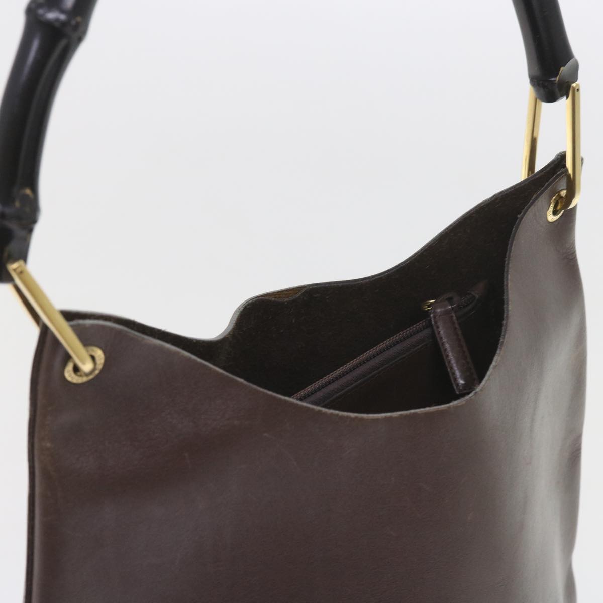 GUCCI Bamboo Shoulder Bag Leather Brown ac2294
