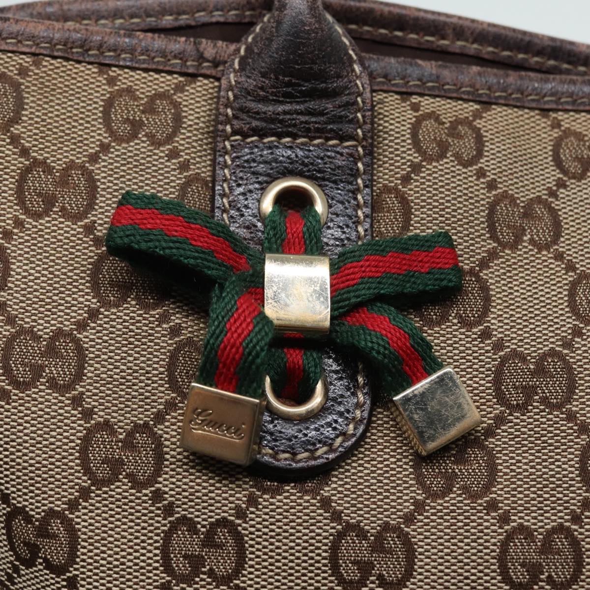 GUCCI GG Canvas Web Sherry Line Tote Bag Beige Gold Red 181779 ac3200