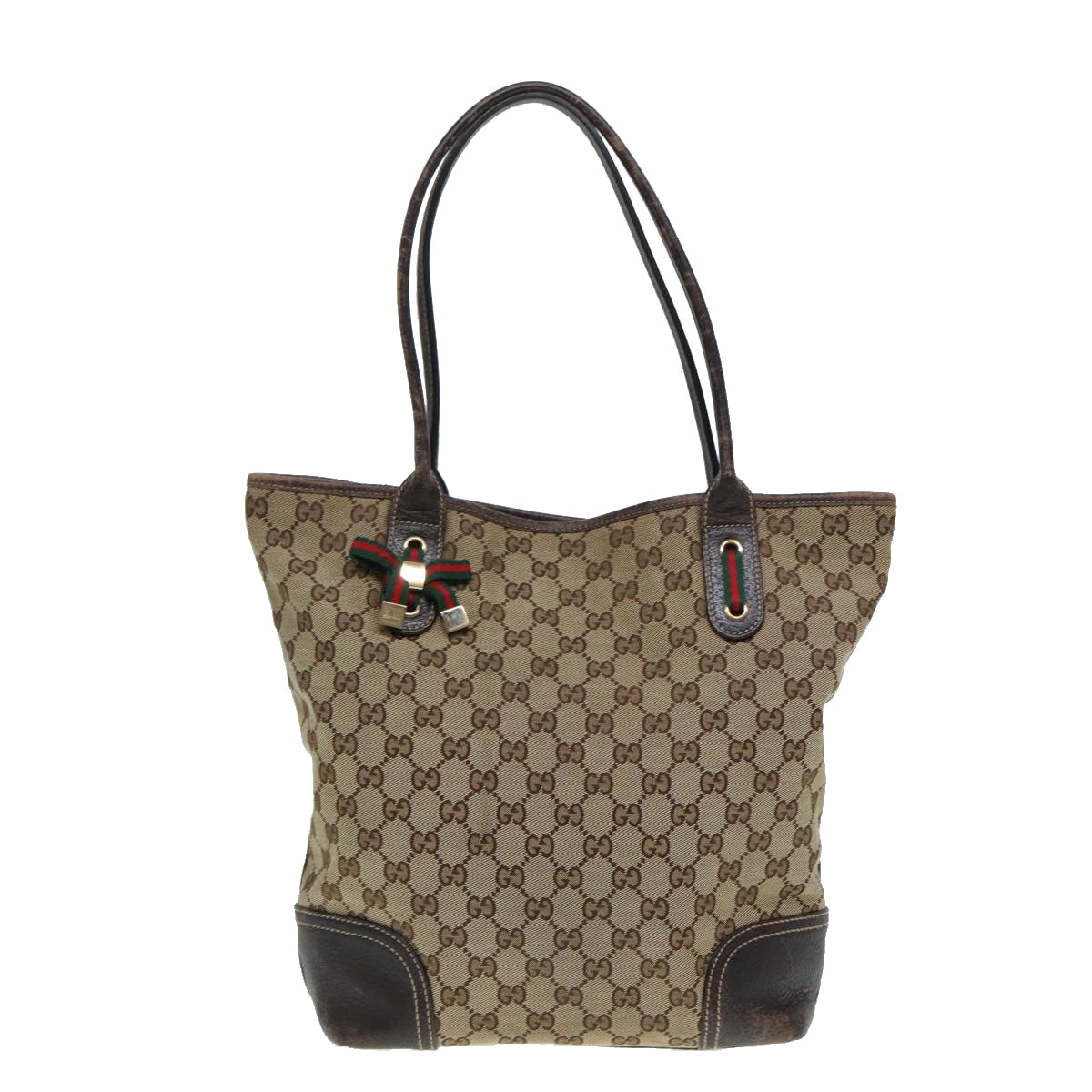 GUCCI GG Canvas Web Sherry Line Tote Bag Beige Gold Red 181779 ac3200