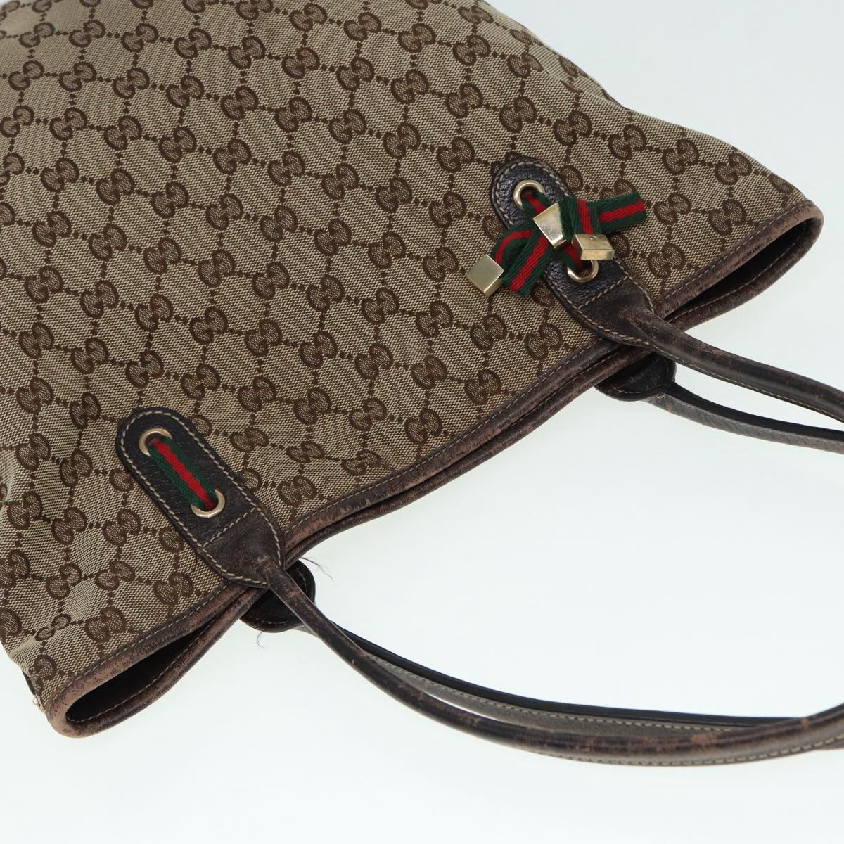 GUCCI GG Canvas Web Sherry Line Tote Bag Beige Gold Red 181779 ac3200