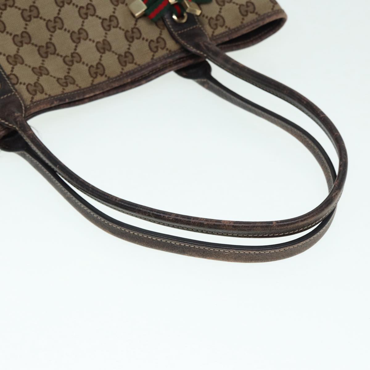 GUCCI GG Canvas Web Sherry Line Tote Bag Beige Gold Red 181779 ac3200