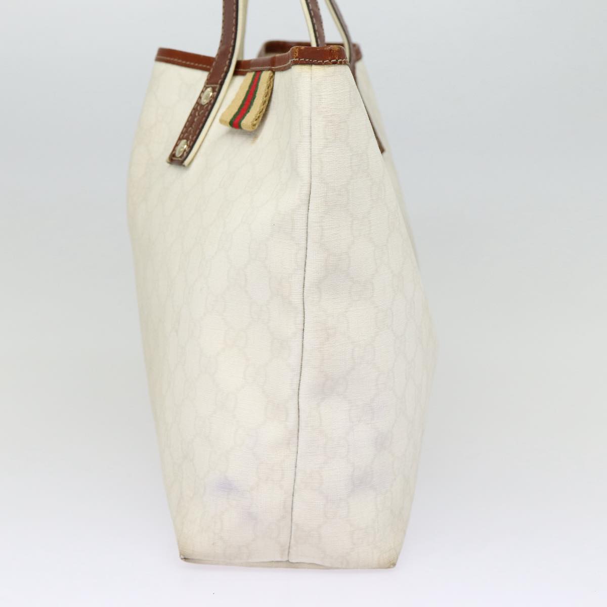 GUCCI GG Supreme Web Sherry Line Tote Bag PVC White Gold 211134 ac3214