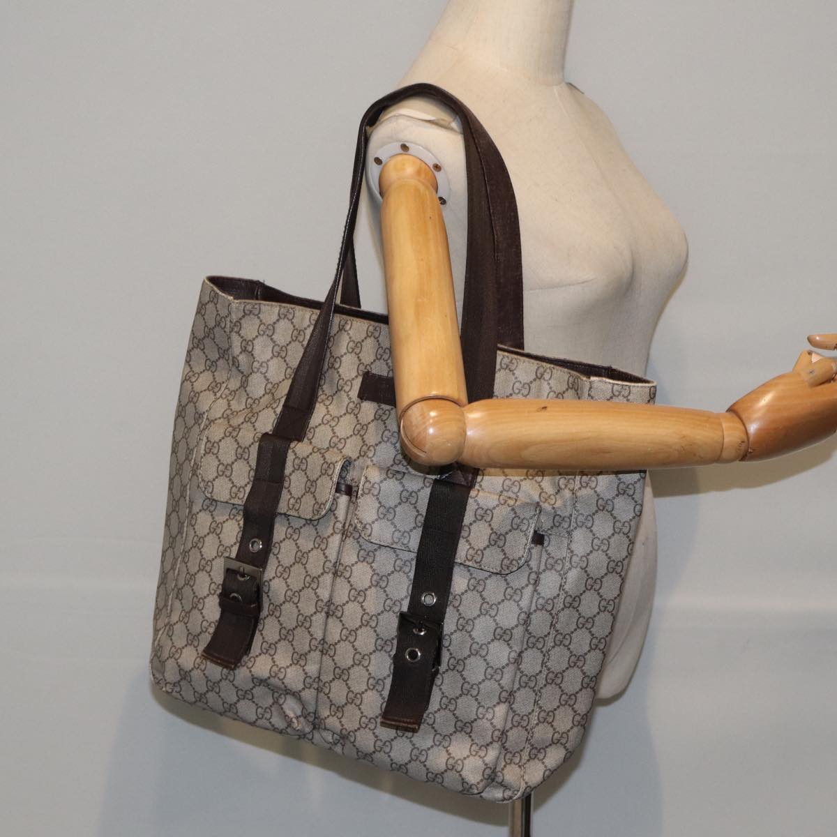 GUCCI GG Canvas Tote Bag Coated Canvas Beige ac3262