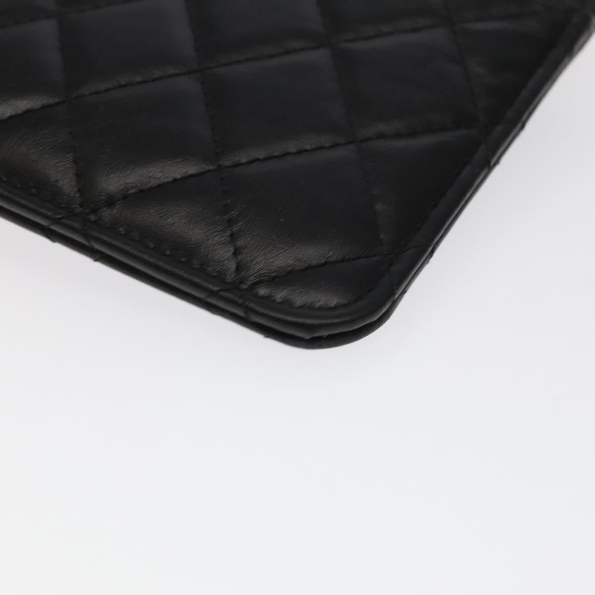 CHANEL Long Wallet Lamb Skin Black CC ac3422A