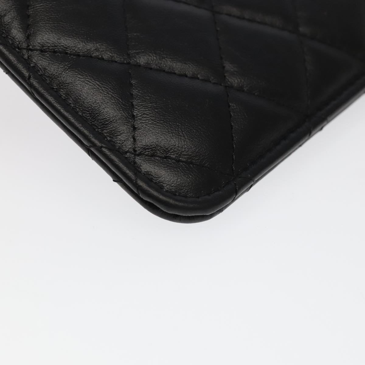 CHANEL Long Wallet Lamb Skin Black CC ac3422A