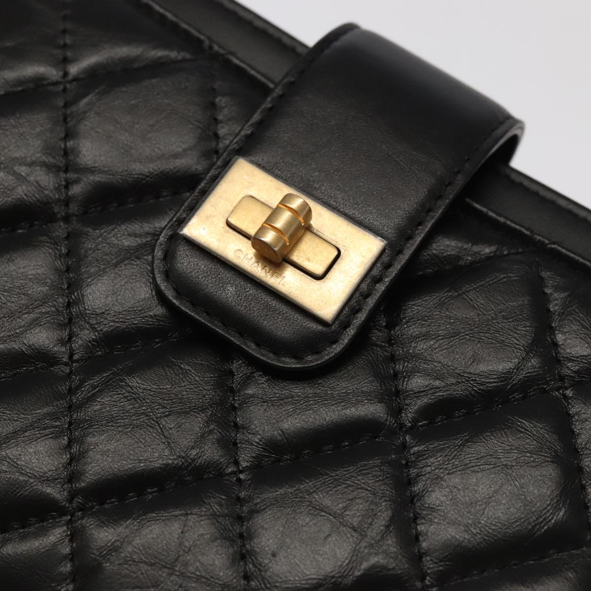 CHANEL Long Wallet Lamb Skin Black CC ac3422A