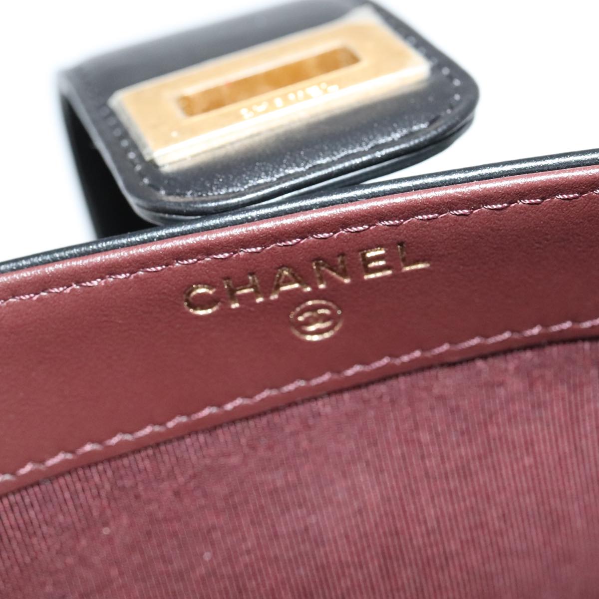 CHANEL Long Wallet Lamb Skin Black CC ac3422A