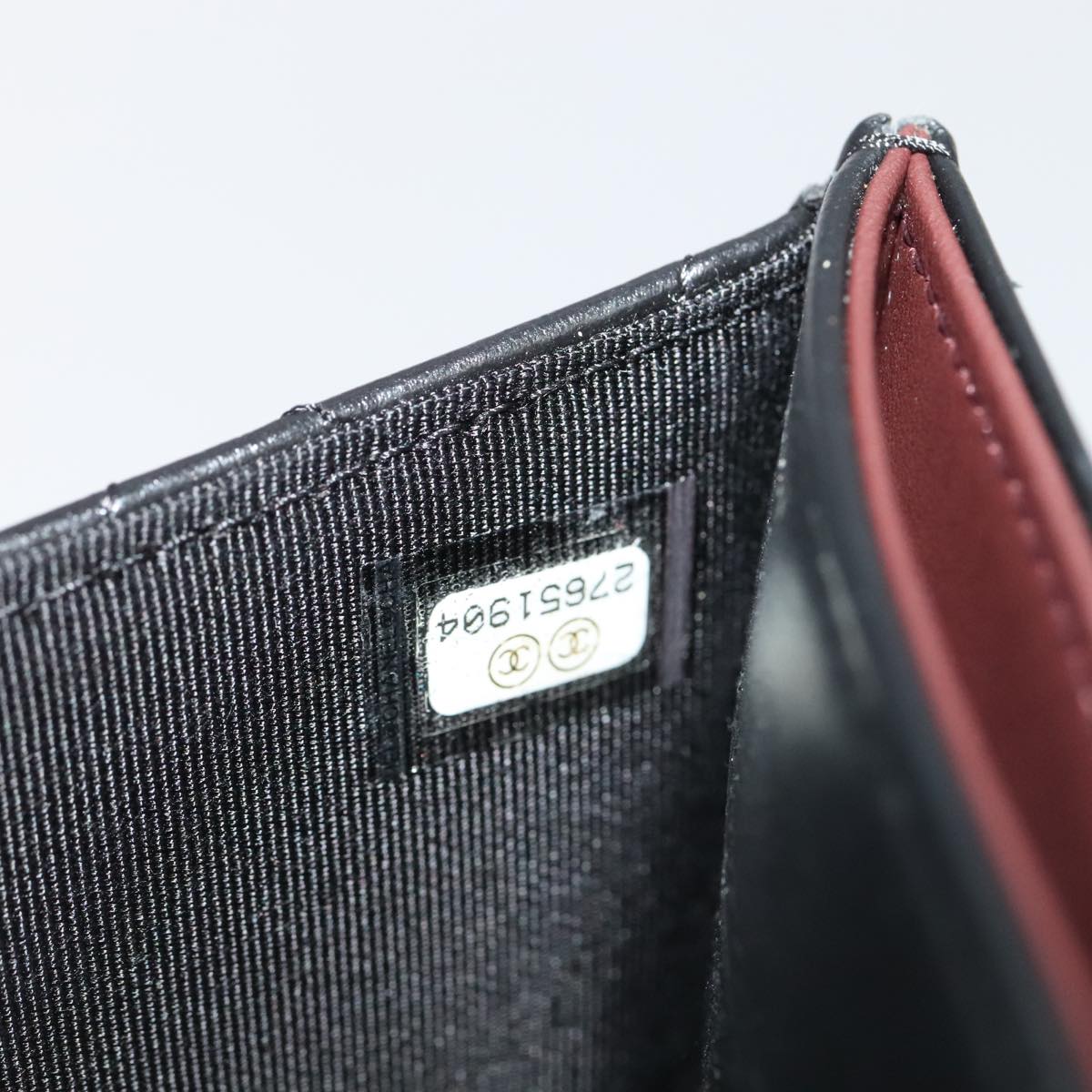 CHANEL Long Wallet Lamb Skin Black CC ac3422A