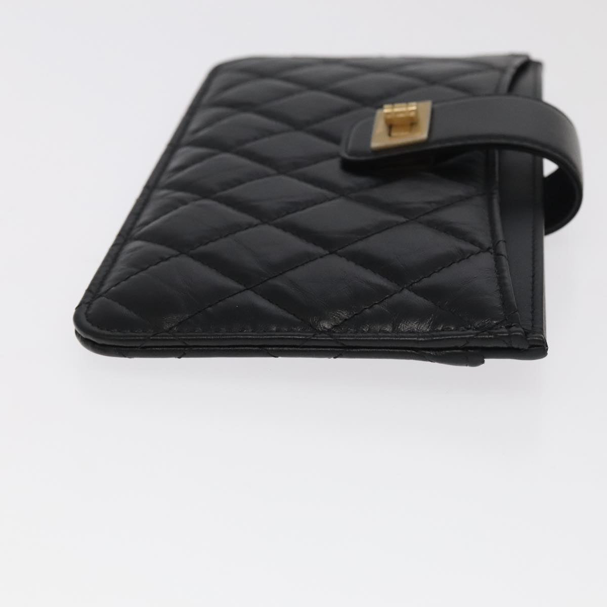 CHANEL Long Wallet Lamb Skin Black CC ac3422A