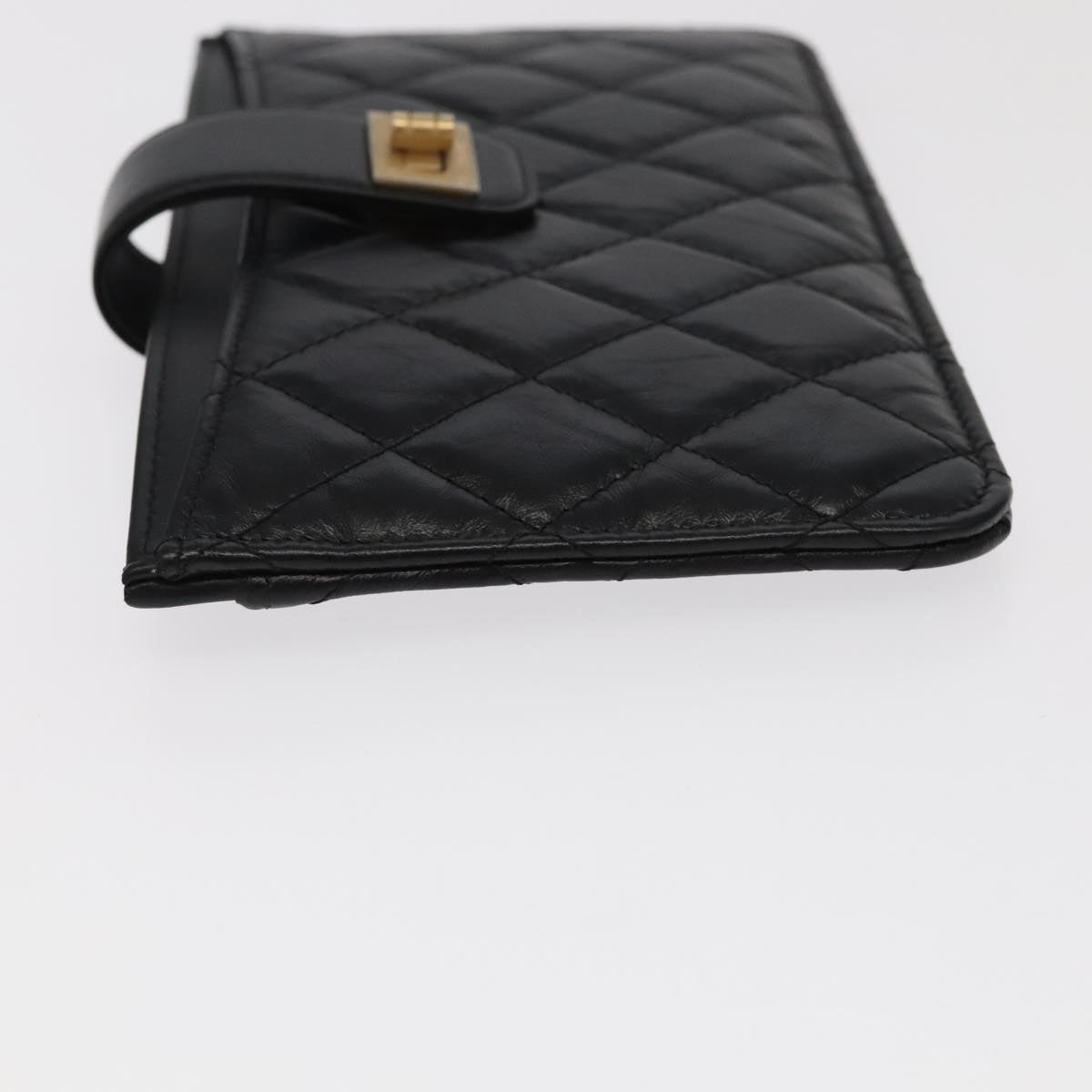 CHANEL Long Wallet Lamb Skin Black CC ac3422A