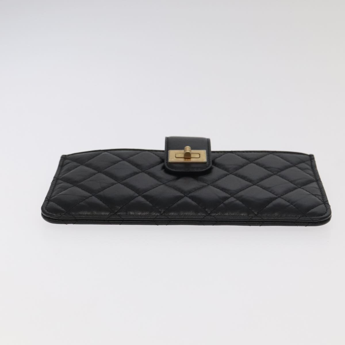 CHANEL Long Wallet Lamb Skin Black CC ac3422A