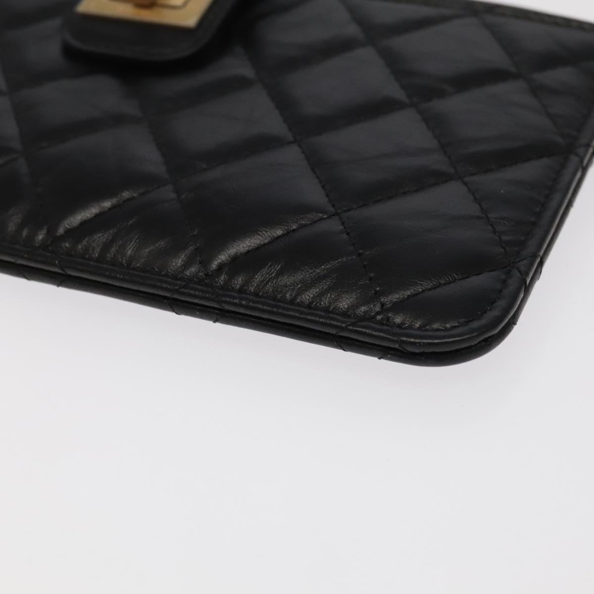 CHANEL Long Wallet Lamb Skin Black CC ac3422A