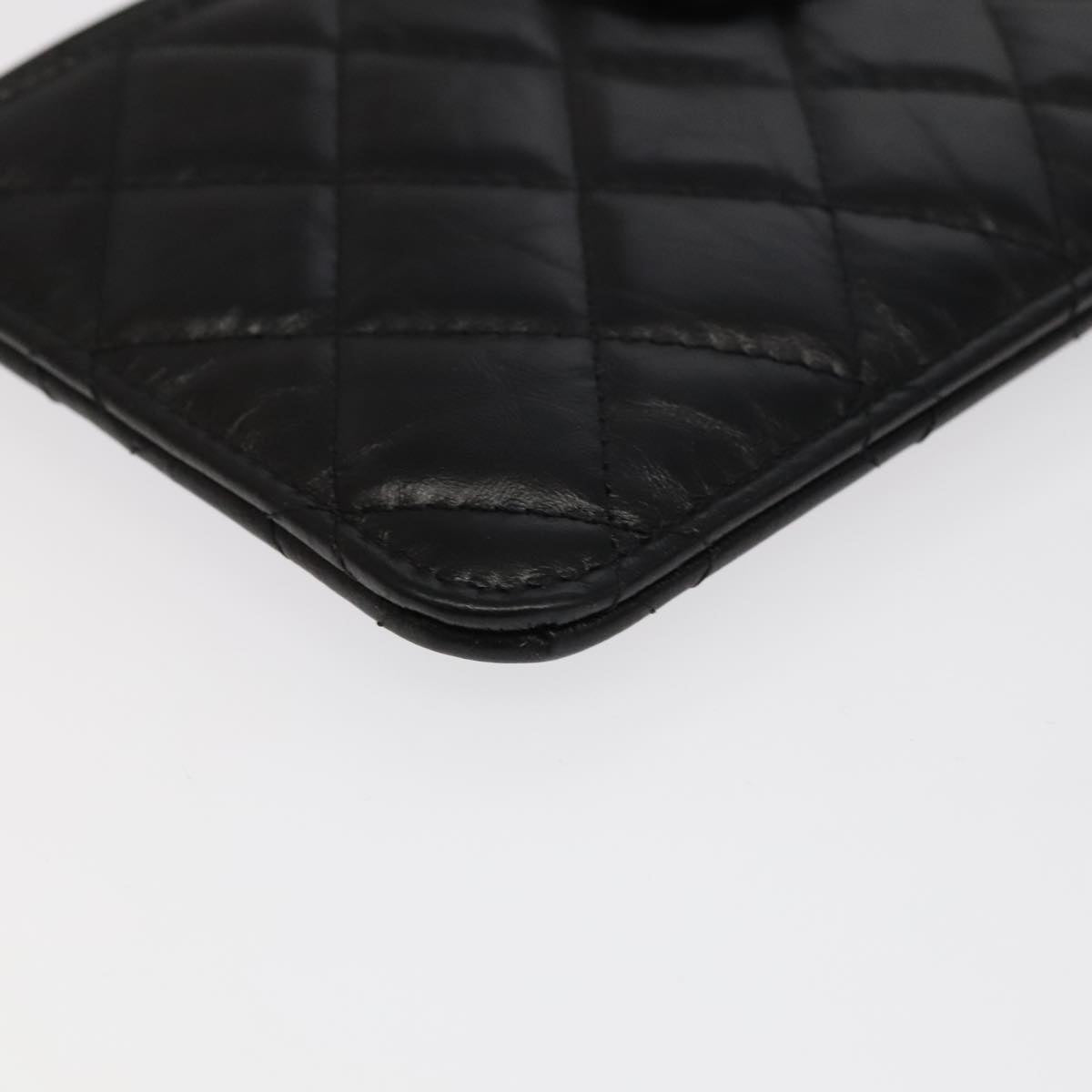 CHANEL Long Wallet Lamb Skin Black CC ac3422A