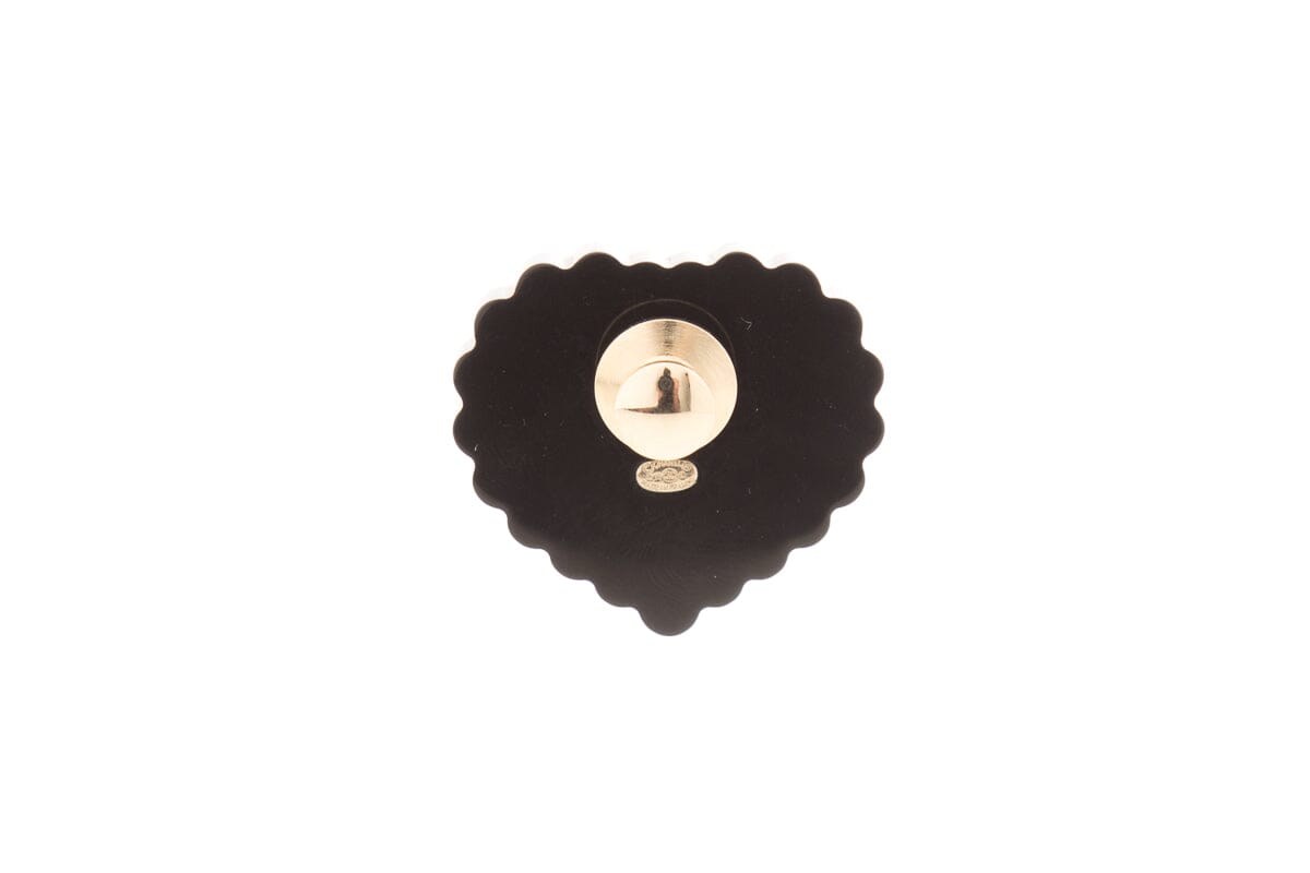Chanel Coco Chanel Red & Black Enamel Heart Pin
