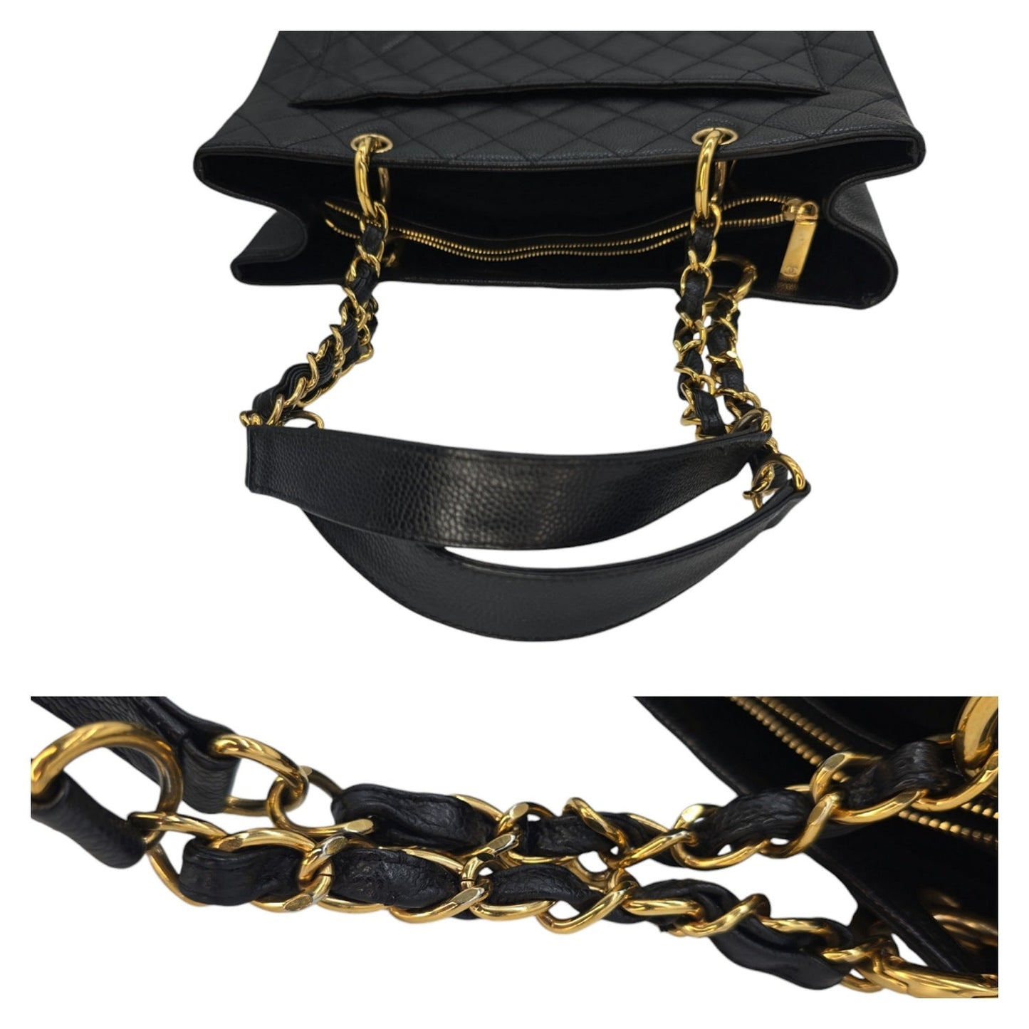 Chanel Vintage Black Quilted Caviar Grand Shopping Tote