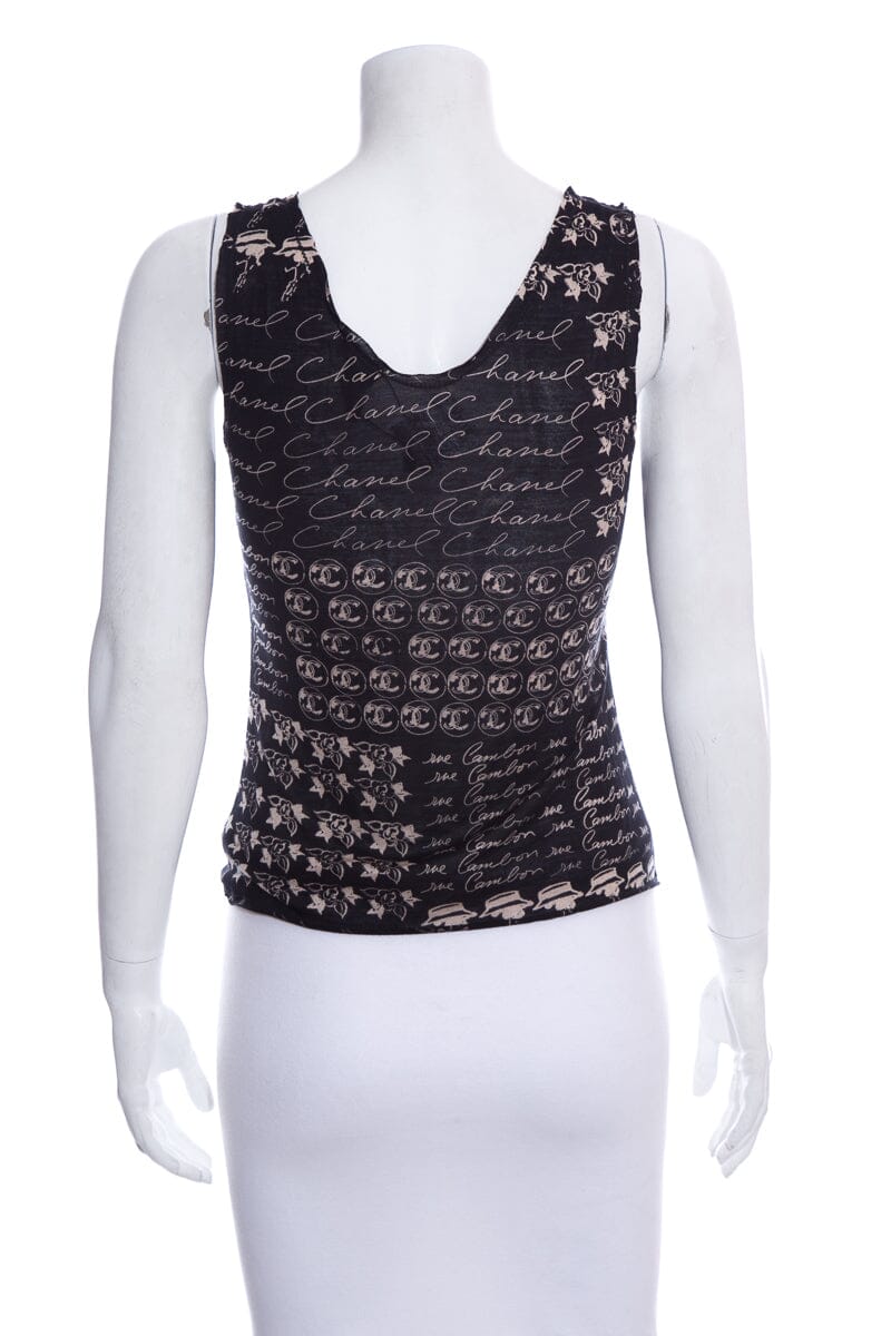 Chanel Black Printed Tank SZ 36