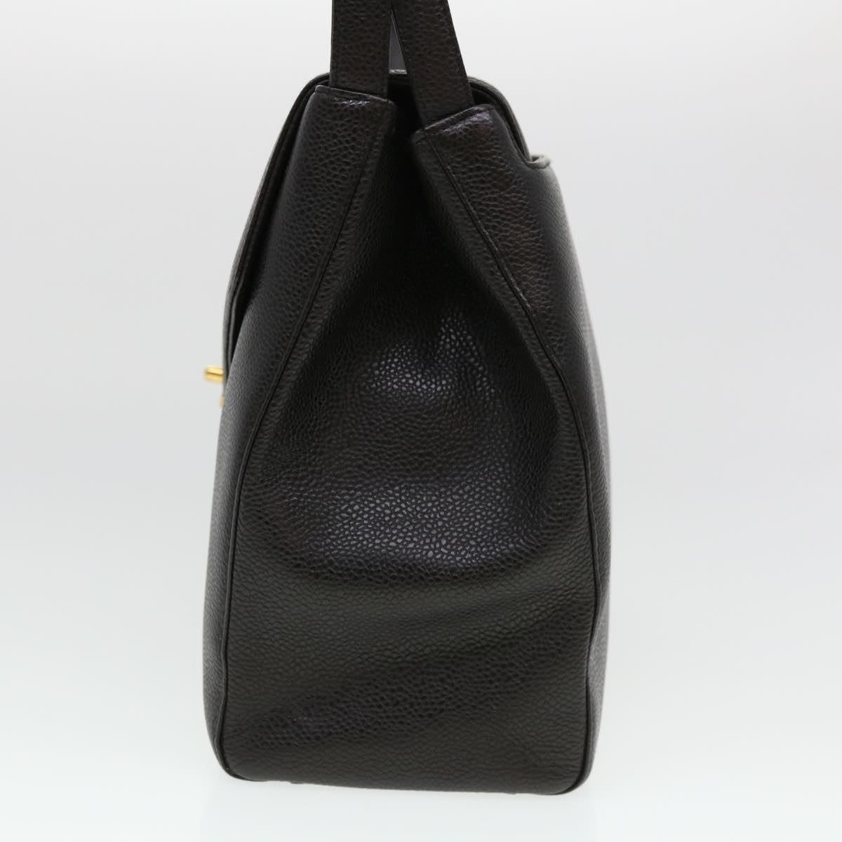 CHANEL Shoulder Bag Caviar Skin Black CC am4067