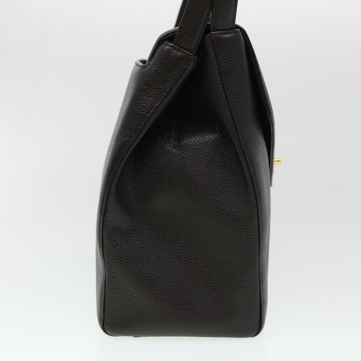 CHANEL Shoulder Bag Caviar Skin Black CC am4067