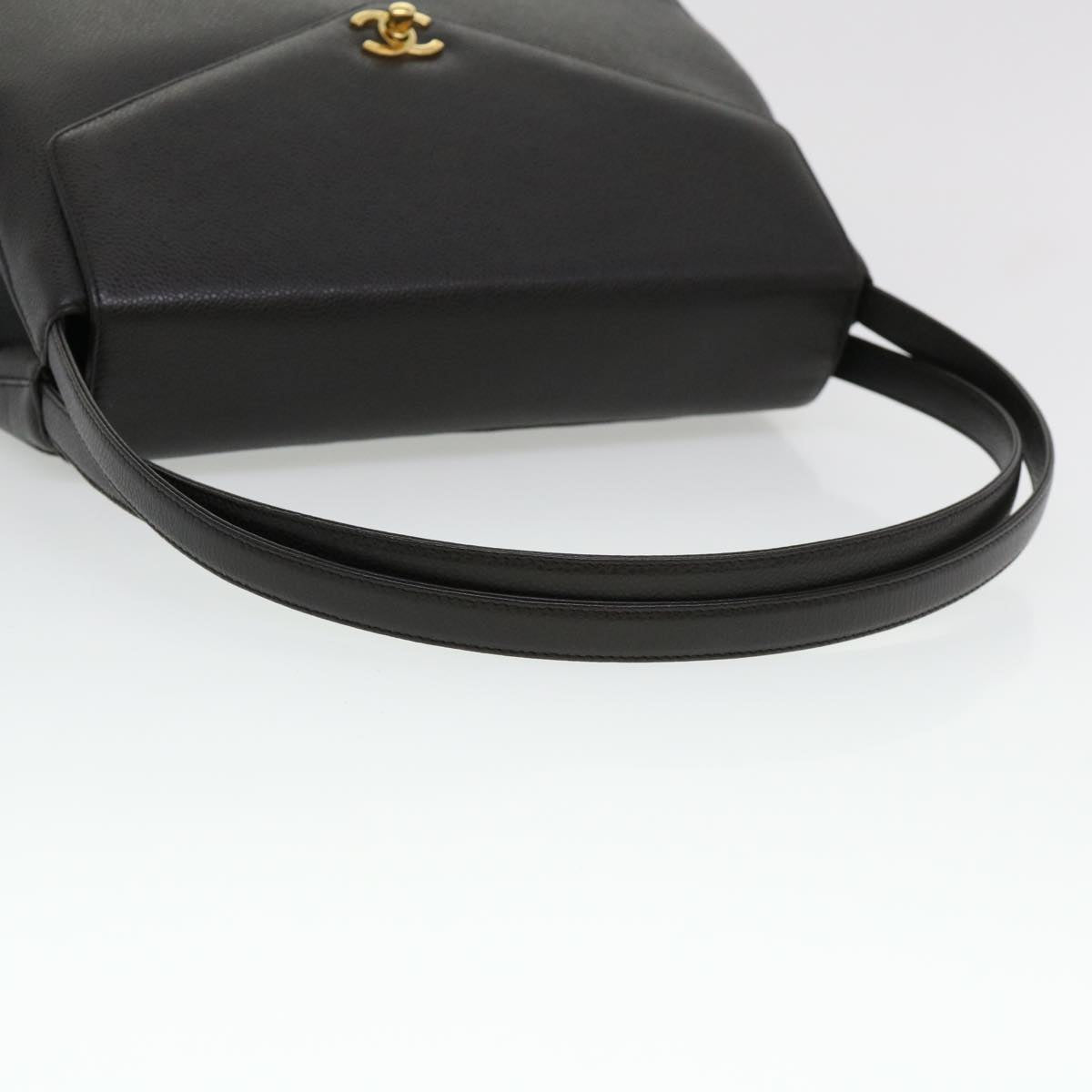CHANEL Shoulder Bag Caviar Skin Black CC am4067