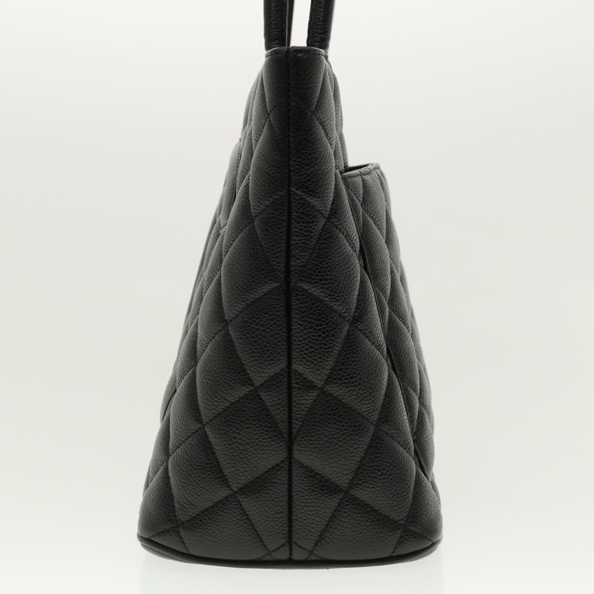 CHANEL Tote Bag Caviar Skin Black CC am4270A