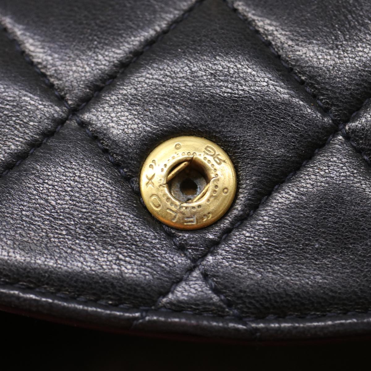 CHANEL Matelasse Turn Lock Chain Shoulder Bag Lamb Skin Black CC am4540