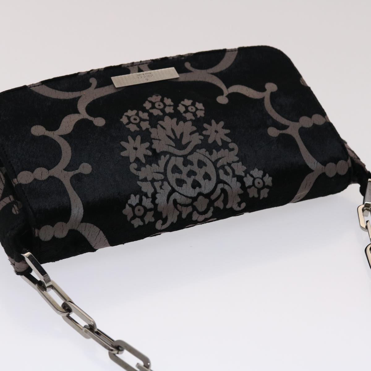 GUCCI Chain Shoulder Bag Velor Black