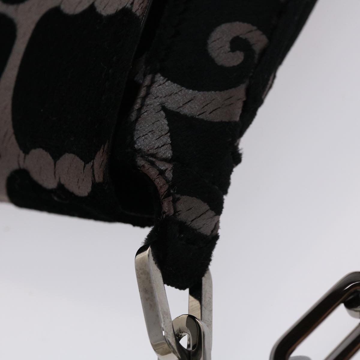 GUCCI Chain Shoulder Bag Velor Black