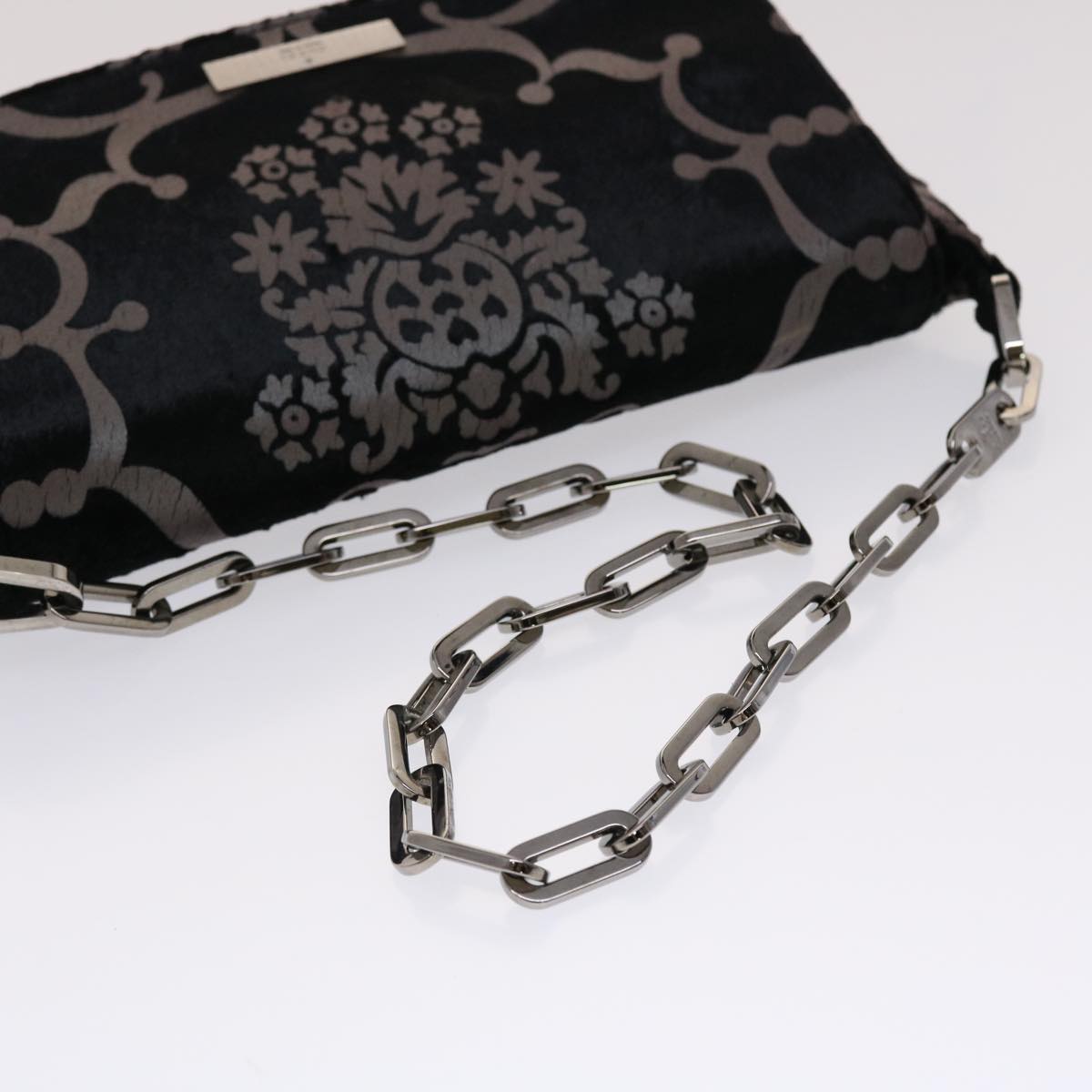 GUCCI Chain Shoulder Bag Velor Black
