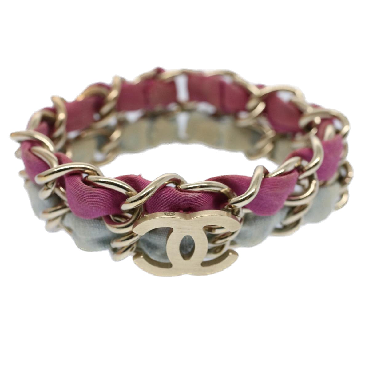 CHANEL COCO Mark Chain Bracelet metal Blue Purple Silver CC am5014