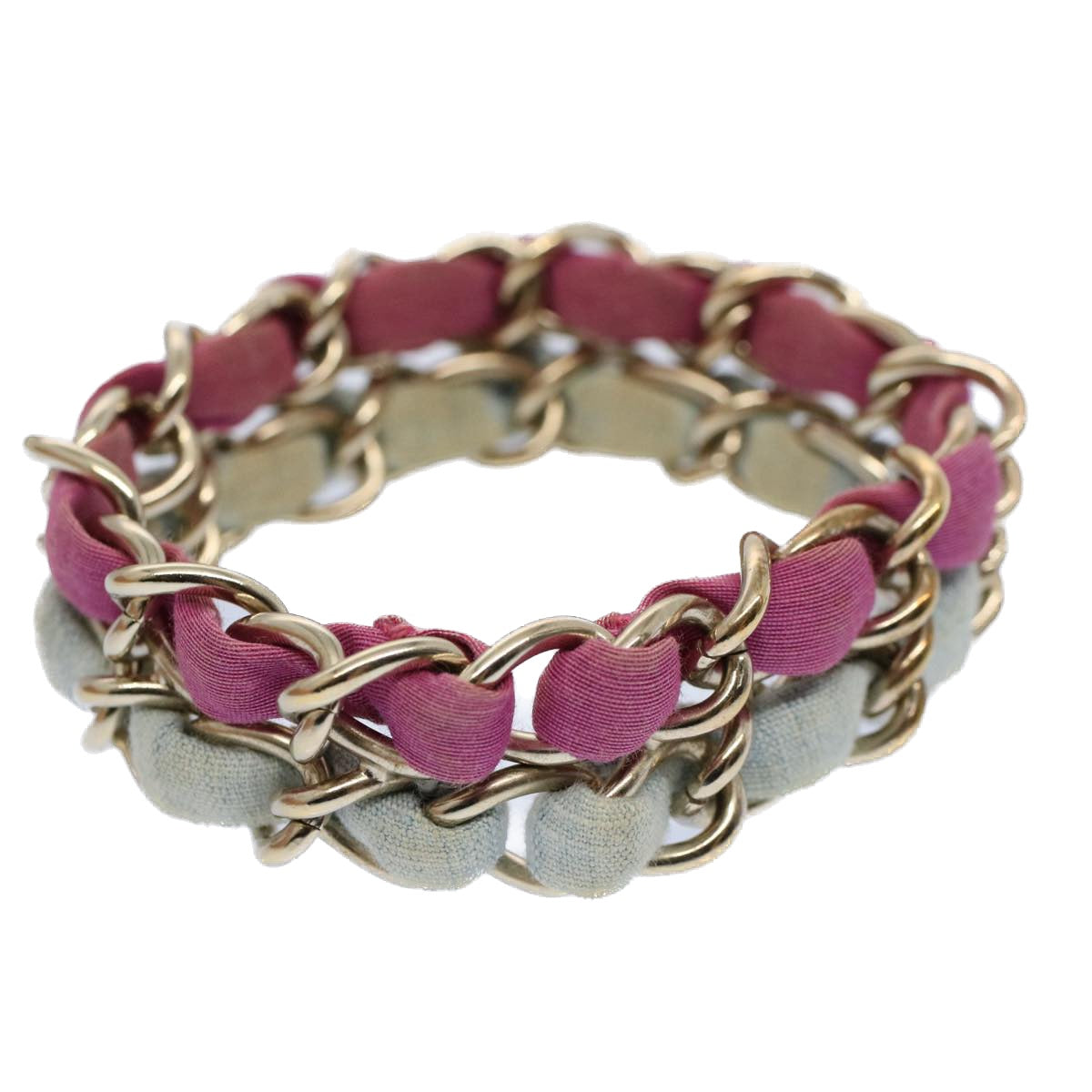 CHANEL COCO Mark Chain Bracelet metal Blue Purple Silver CC am5014