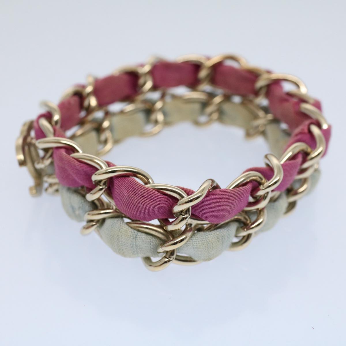 CHANEL COCO Mark Chain Bracelet metal Blue Purple Silver CC am5014