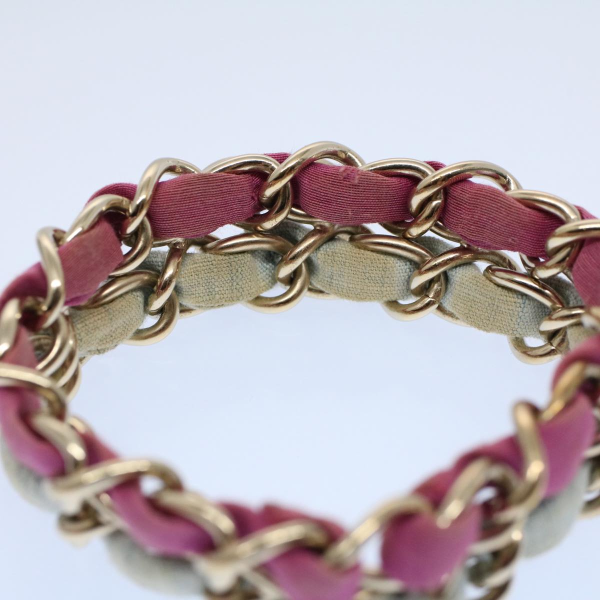 CHANEL COCO Mark Chain Bracelet metal Blue Purple Silver CC am5014