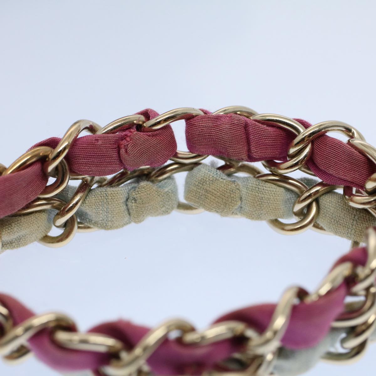CHANEL COCO Mark Chain Bracelet metal Blue Purple Silver CC am5014