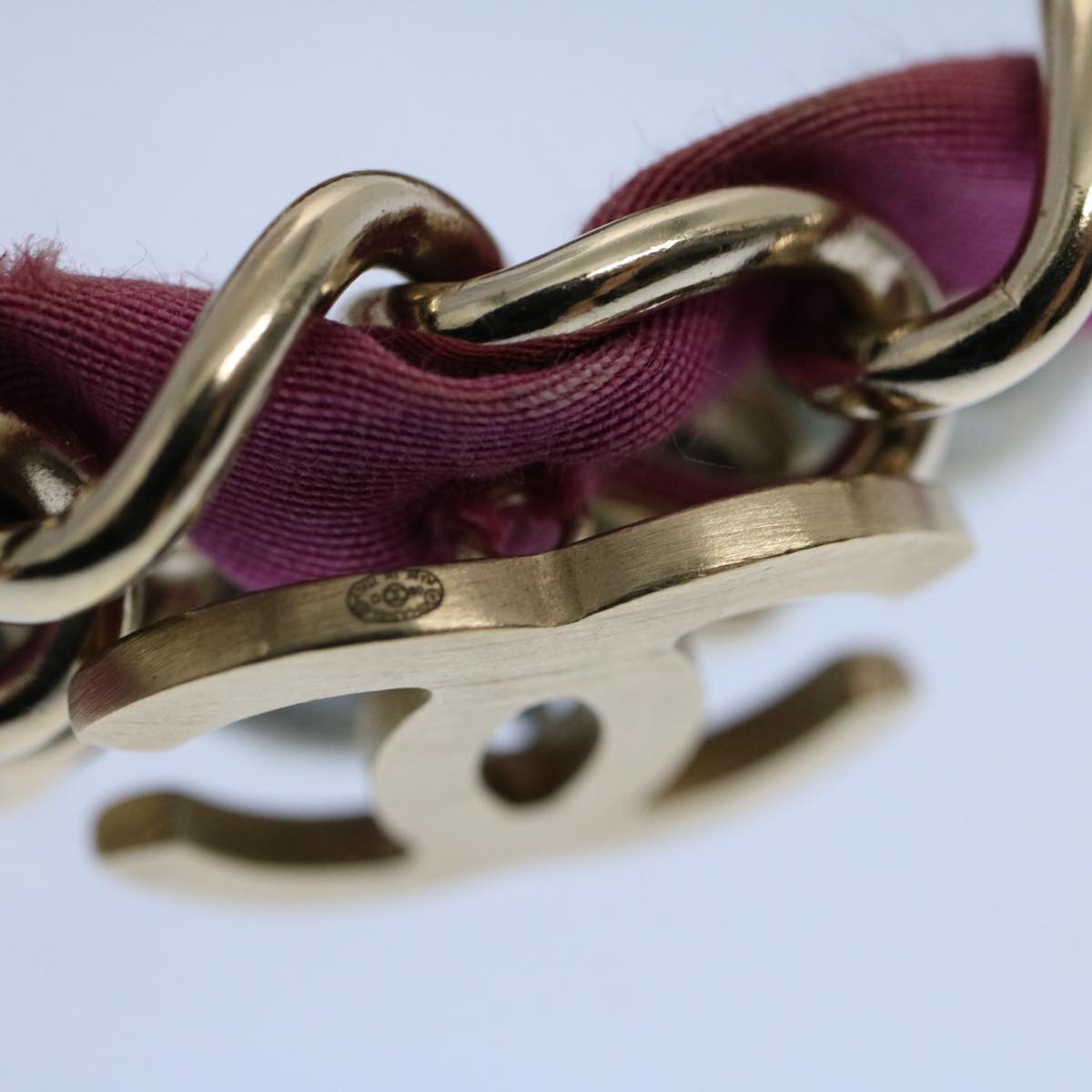 CHANEL COCO Mark Chain Bracelet metal Blue Purple Silver CC am5014