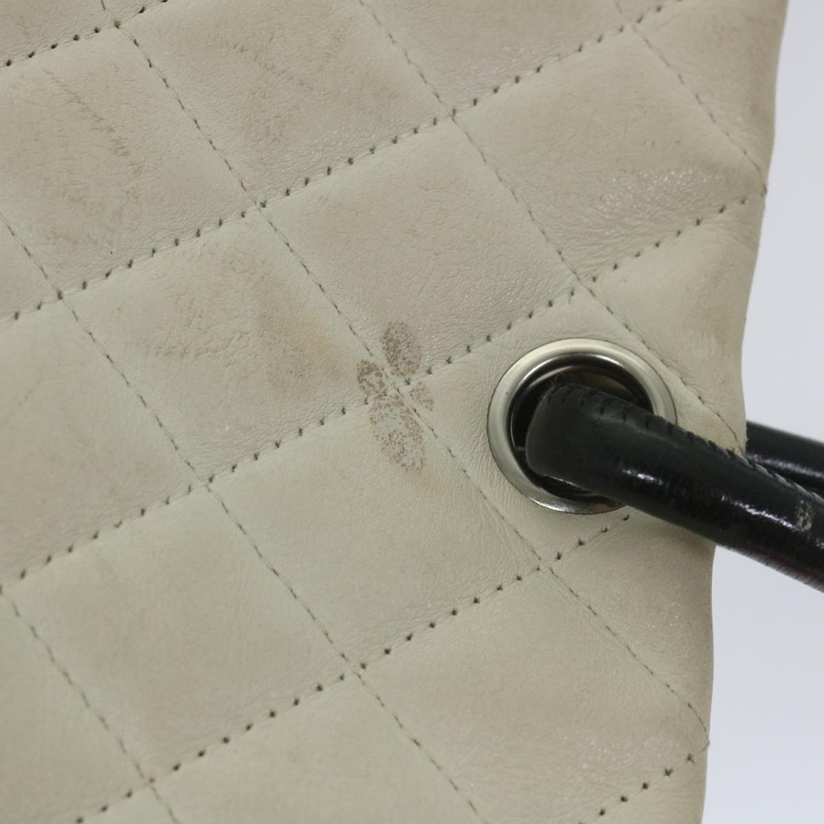CHANEL Cambon Line Tote Bag Leather White CC am5180