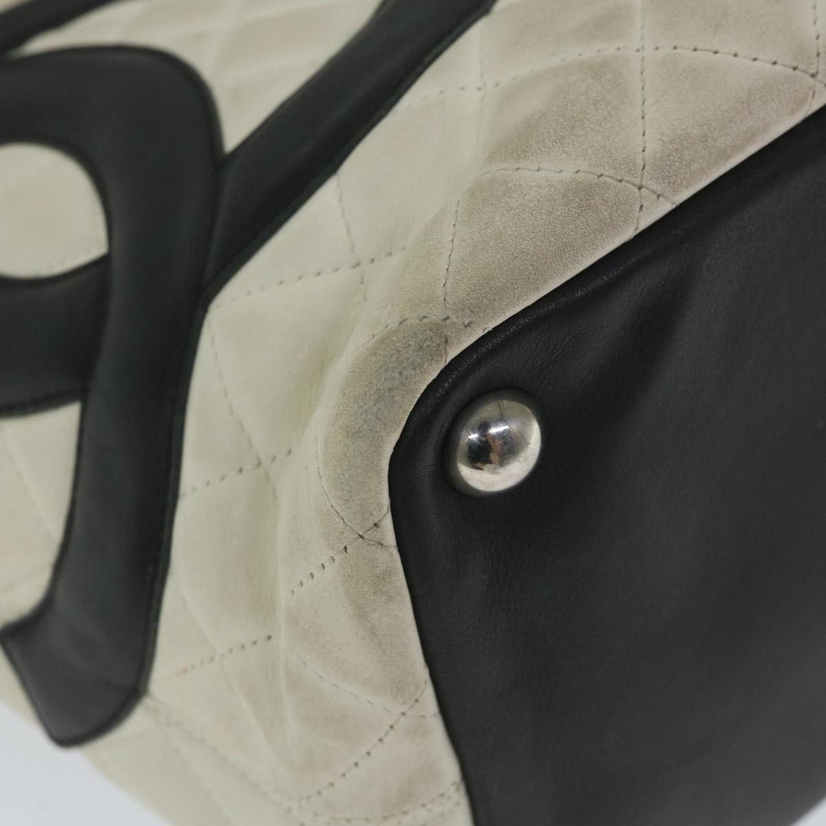 CHANEL Cambon Line Tote Bag Leather White CC am5180