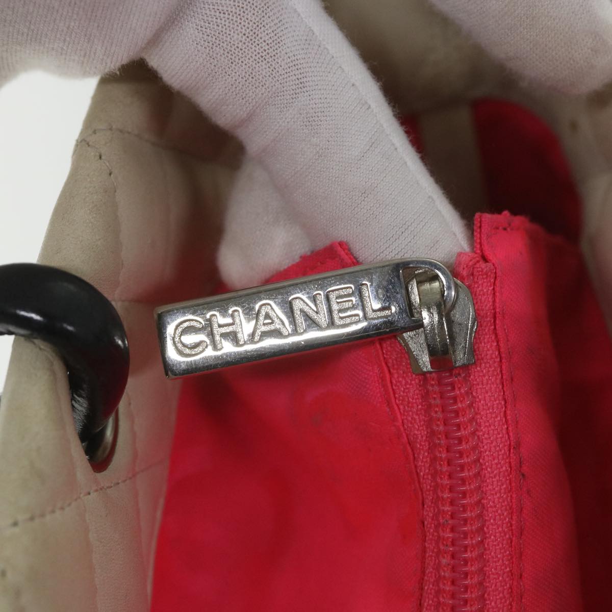 CHANEL Cambon Line Tote Bag Leather White CC am5180