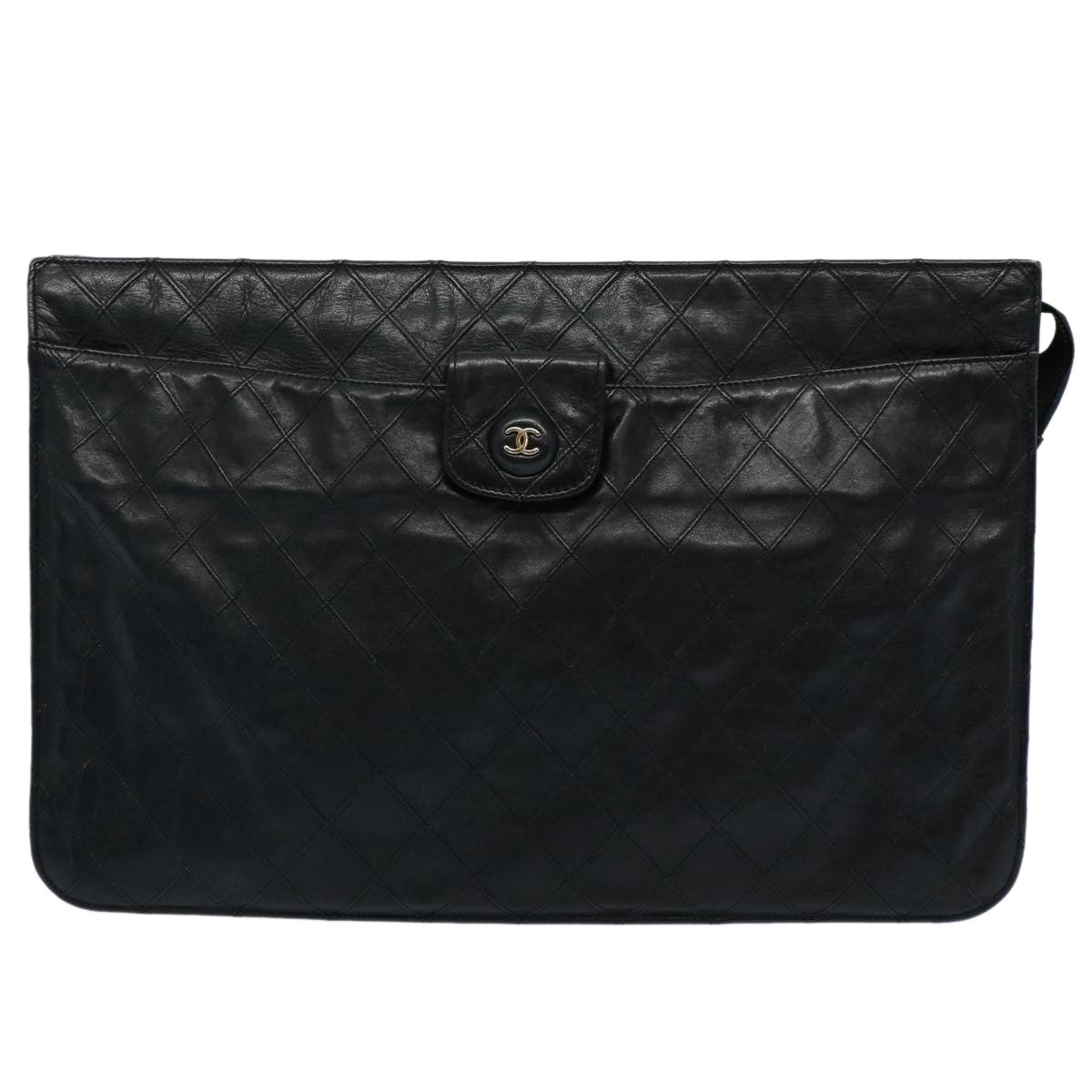 CHANEL Bicolole Briefcase Lamb Skin Black CC am5376