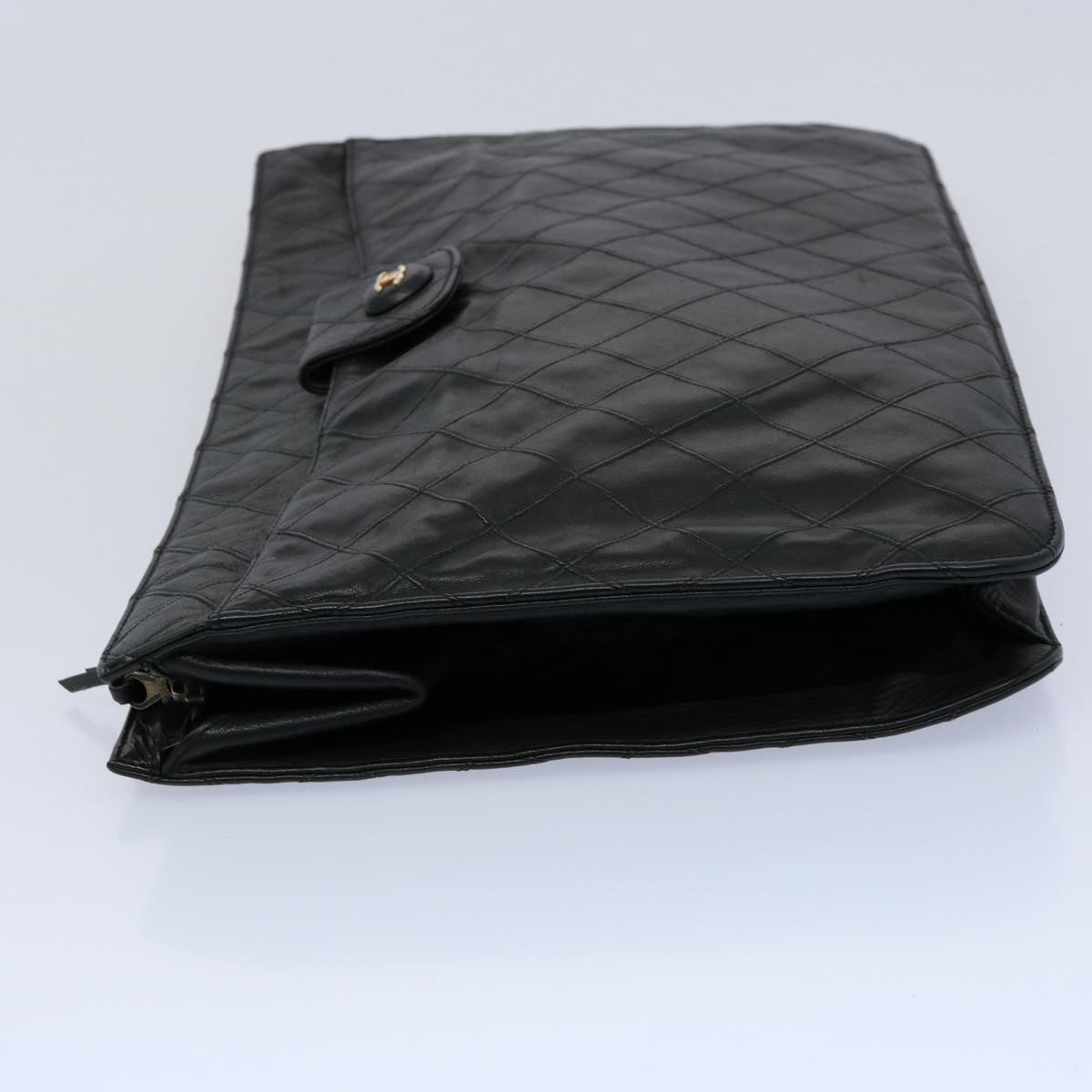 CHANEL Bicolole Briefcase Lamb Skin Black CC am5376
