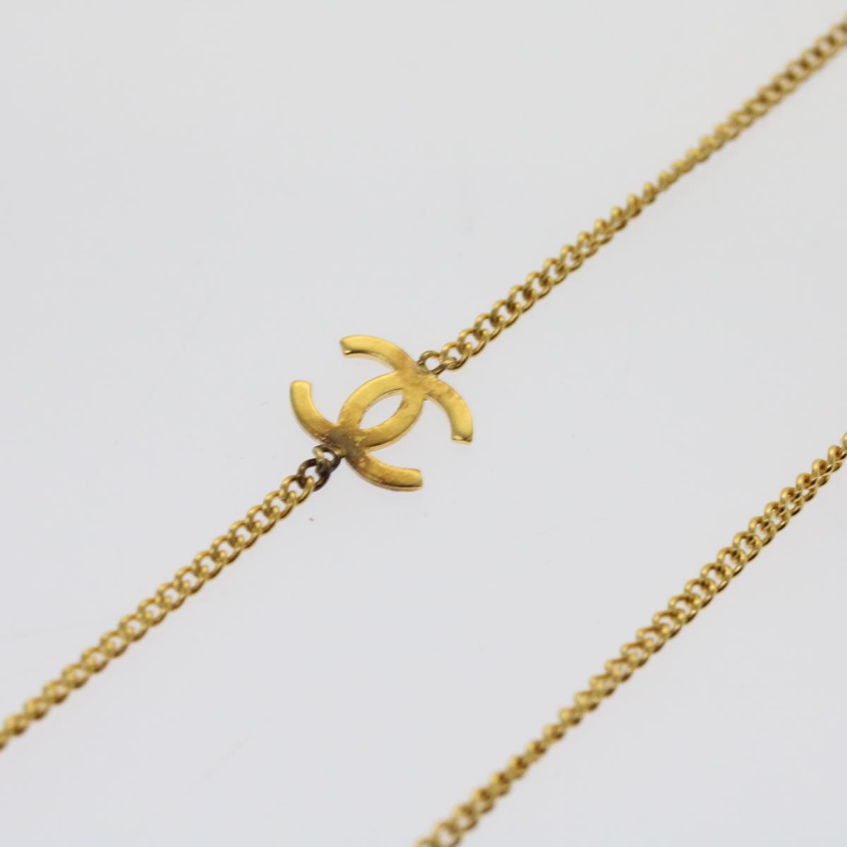 CHANEL COCO Mark Stone Necklace Gold CC am5561