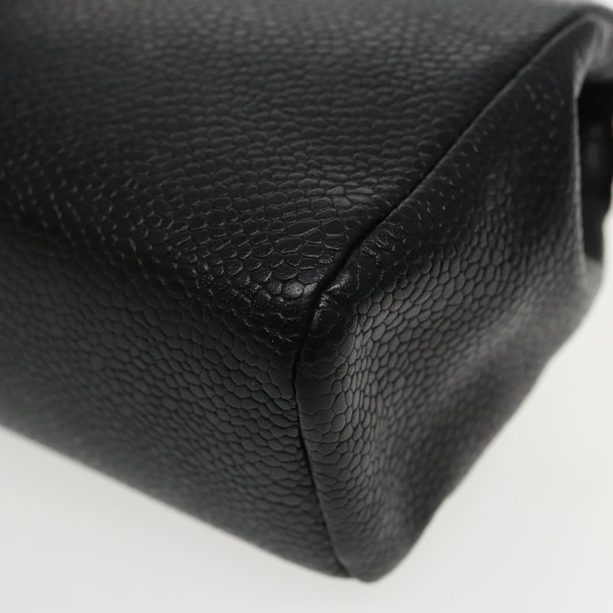 CHANEL COCO Mark Pouch Caviar Skin Black Gold CC am7049